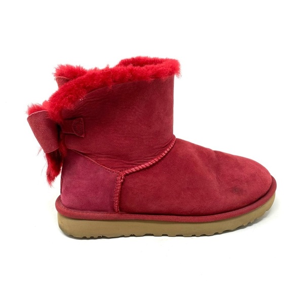 UGG CLASSIC HERITAGE BOW RIBBON RED SUEDE BOOTS - WOMEN'S - Picture 1 of 12